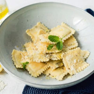 Pasta, gevuld met Sint Jacobsvruchten - fijne groentjes
